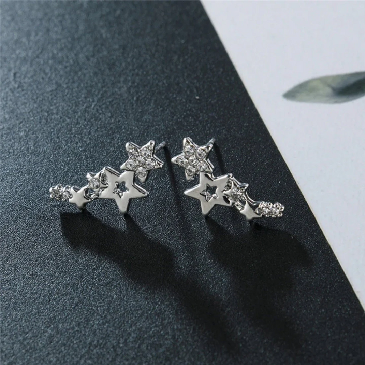 Celestial Spark Silver Ear Climbers