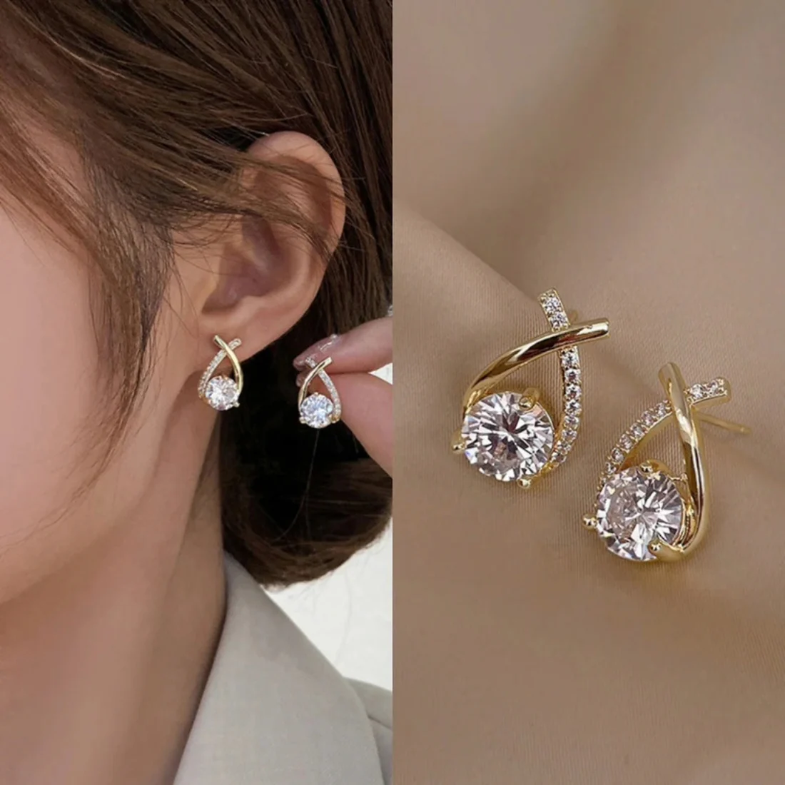 Luxe Embrace Gold CZ Studs