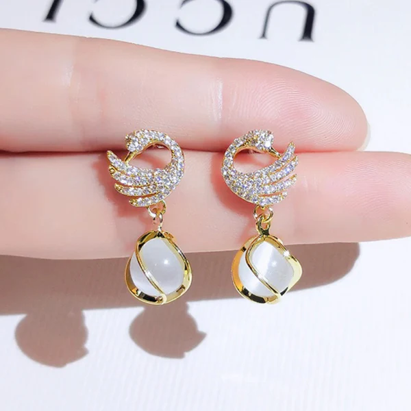 Swan Grace Crystal Drop Earrings