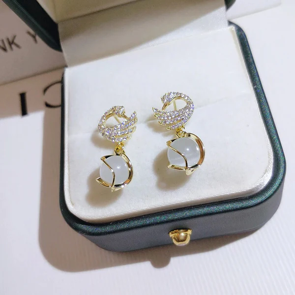 Swan Grace Crystal Drop Earrings