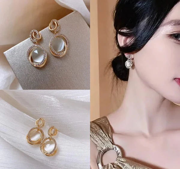 Crystal Aura Oval Drop Earrings