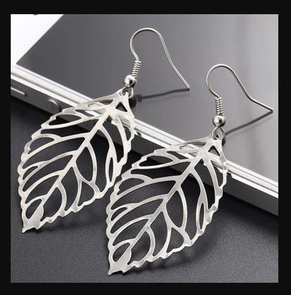 Silver Mirage Leaf Drop Earrings
