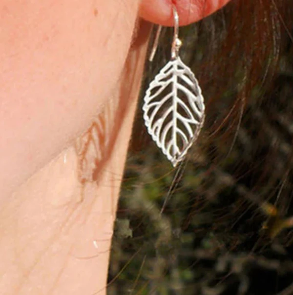 Silver Mirage Leaf Drop Earrings